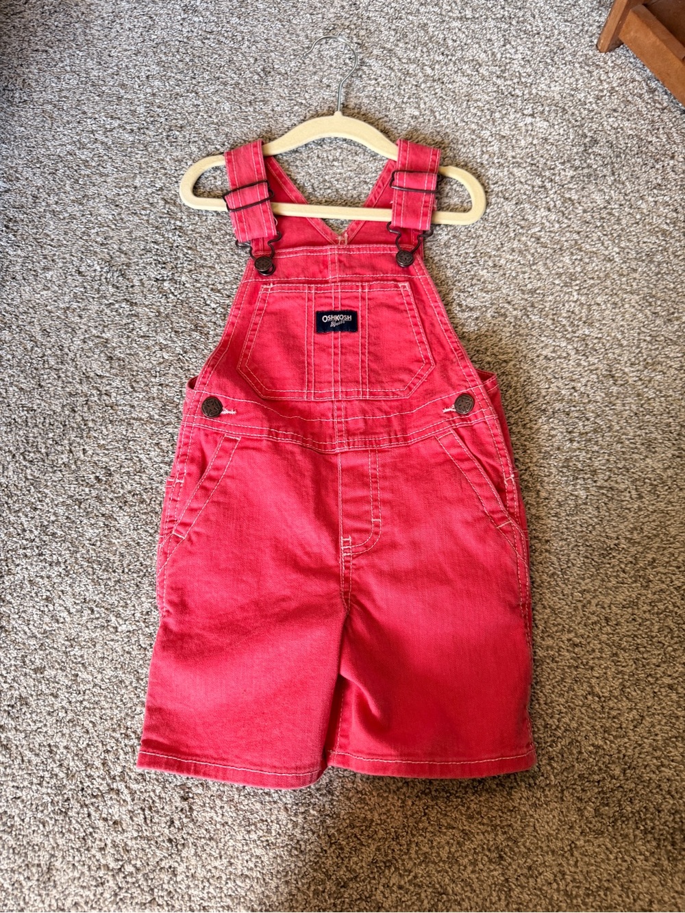 NWOT OshKosh B'gosh Bright Red Kids Short Overalls